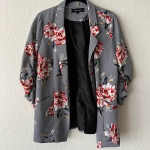 Stripped Floral Blazer